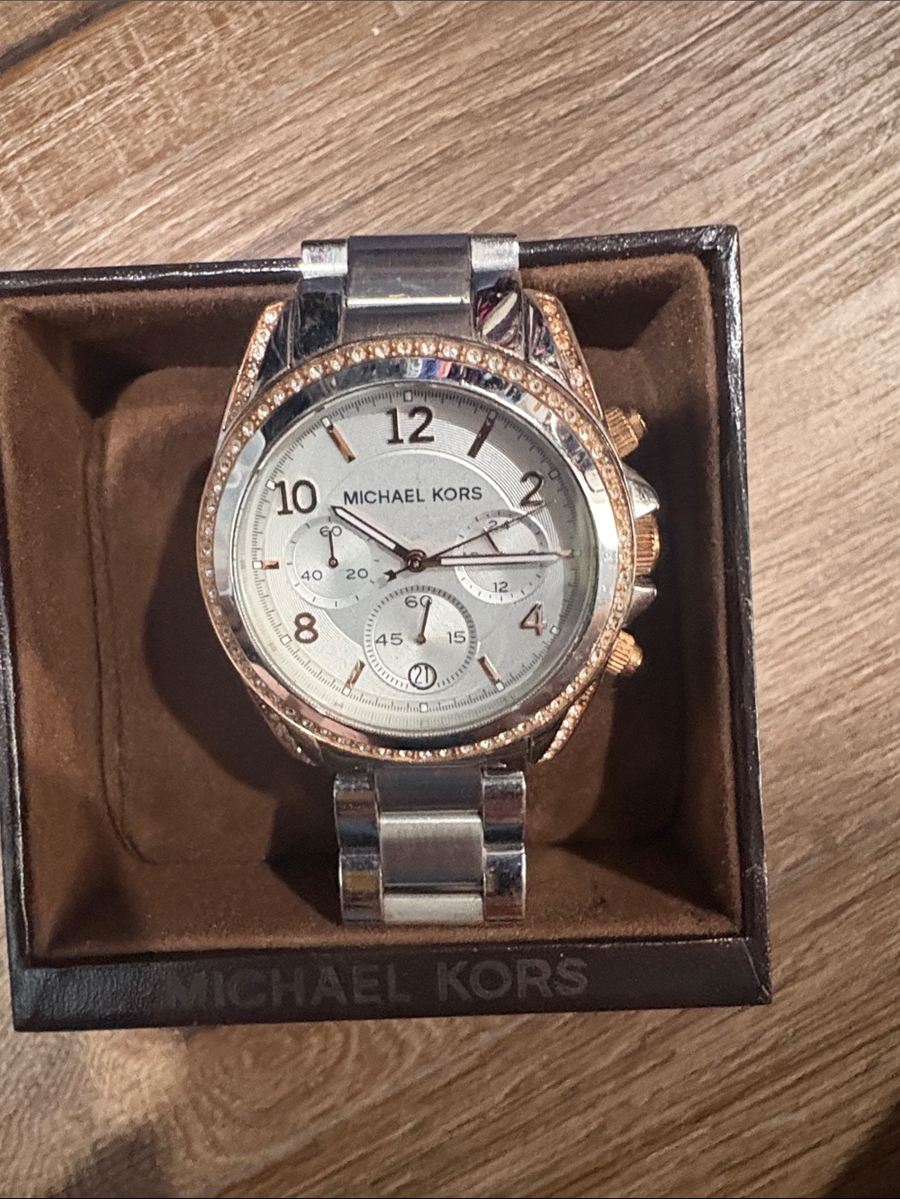 Michael Kors Silver and Rose Gold-Tone Men's Chronograph Watch
